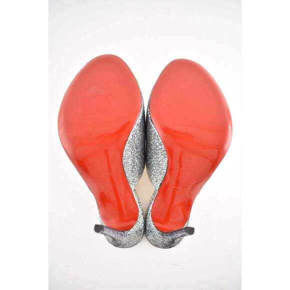 Christian Louboutin Predumule 100 Silver Nappa Mica Backless Mule Heel Pump 36.5 - Picture 12 of 12